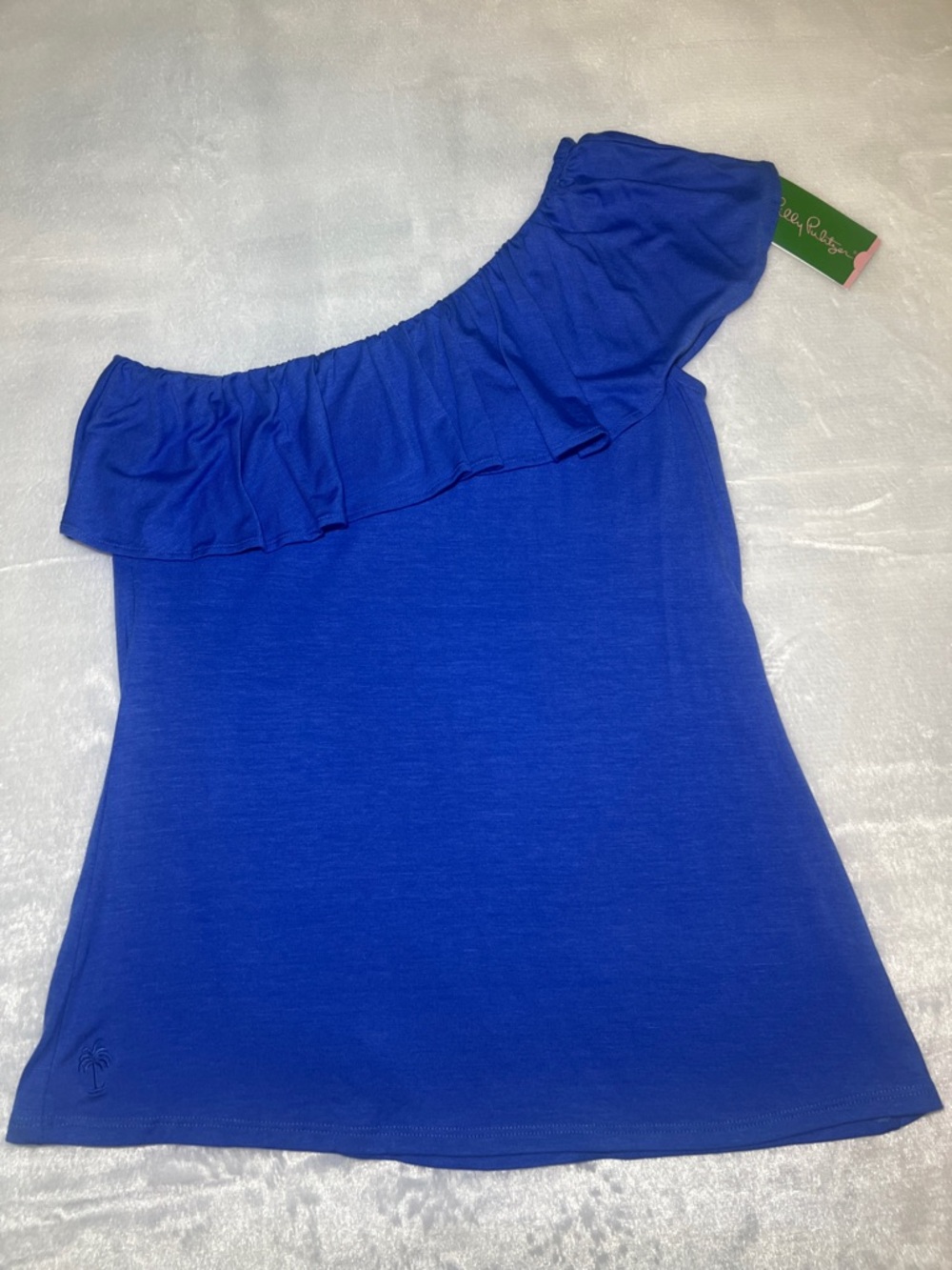 Lilly Pulitzer One-Shoulder Ruffle Neveah Top- Iris Blue